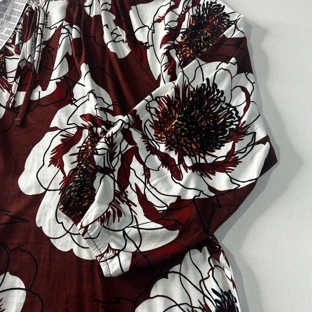 NWT - Lularoe Small Debra Floral Brown and White Women's Top - Picture 3 of 8